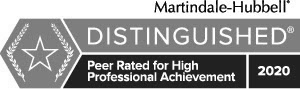 Peer rated for high level of professional achievement by Martindale-Hubbell